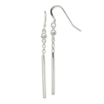 Sterling Silver Polished Fancy Bar Dangle Earrings