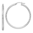 Sterling Silver Rhodium-plated 3mm Polished/Satin Diamond-cut Hoop Earrings