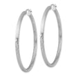 Sterling Silver Rhodium-plated 3mm Polished/Satin Diamond-cut Hoop Earrings