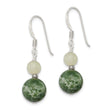 Sterling Silver Antiqued Moss Agate & Green Quartz Dangle Earrings - Birthstone Company
