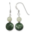 Sterling Silver Antiqued Moss Agate & Green Quartz Dangle Earrings - Birthstone Company