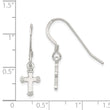 Sterling Silver Polished & Textured Cross Dangle Earrings