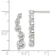 Sterling Silver Rhodium-plated Polished CZ Journey Post Earrings