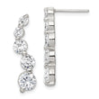Sterling Silver Rhodium-plated Polished CZ Journey Post Earrings