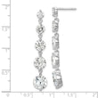 Sterling Silver Rhodium-plated Clear CZ Journey Dangle Post Earrings - Birthstone Company