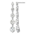 Sterling Silver Rhodium-plated Clear CZ Journey Dangle Post Earrings - Birthstone Company