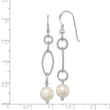 Sterling Silver Rhodium-plated Polished & Twisted White 8-9mm Freshwater Cultured Pearl Dangle Earrings