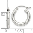 Sterling Silver 2.5mm Round Hoop Earrings