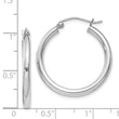 Sterling Silver Rhodium-plated 2.5mm Round Hoop Earrings