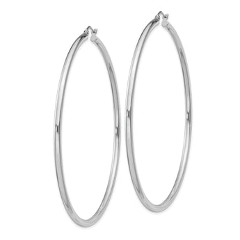 Sterling Silver Rhodium-plated 2.5mm Round Hoop Earrings