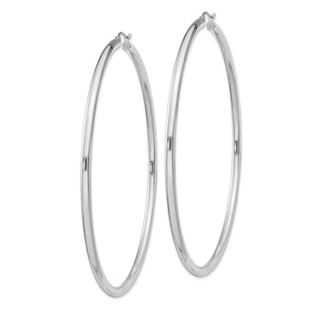 Sterling Silver Rhodium-plated 3mm Round Hoop Earrings