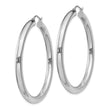 Sterling Silver Rhodium-plated 4mm Round Hoop Earrings