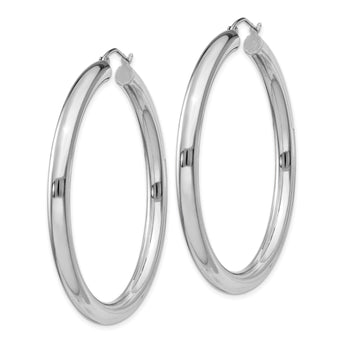 Sterling Silver Rhodium-plated 4mm Round Hoop Earrings