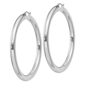 Sterling Silver Rhodium-plated 5mm Round Hoop Earrings