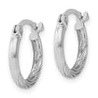 Sterling Silver Rhodium-plated 2mm Polished/Satin Diamond-cut Hoop Earrings
