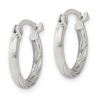 Sterling Silver 2mm Polished/Satin D/C Hoop Earrings