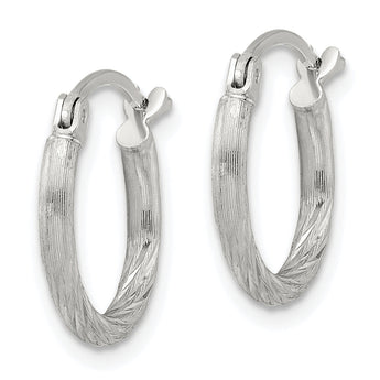 Sterling Silver 2mm Polished/Satin D/C Hoop Earrings