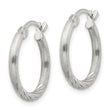 Sterling Silver 2mm Polished/Satin D/C Hoop Earrings