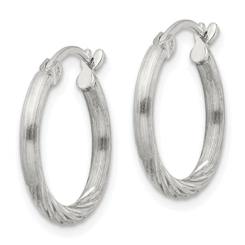 Sterling Silver 2mm Polished/Satin D/C Hoop Earrings