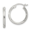 Sterling Silver 2mm Polished/Satin D/C Hoop Earrings