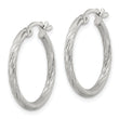 Sterling Silver 2mm Polished/Satin D/C Hoop Earrings