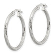Sterling Silver 2mm Polished/Satin D/C Hoop Earrings