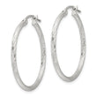 Sterling Silver 2mm Polished/Satin D/C Hoop Earrings