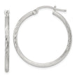 Sterling Silver 2mm Polished/Satin D/C Hoop Earrings