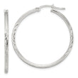 Sterling Silver 2mm Polished/Satin D/C Hoop Earrings