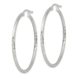 Sterling Silver 2mm Polished/Satin D/C Hoop Earrings