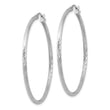 Sterling Silver Rhodium-plated 2mm Polished/Satin Diamond-cut Hoop Earrings