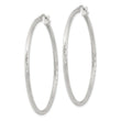 Sterling Silver 2mm Polished/Satin D/C Hoop Earrings