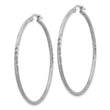 Sterling Silver Rhodium-plated 2mm Polished/Satin Diamond-cut Hoop Earrings