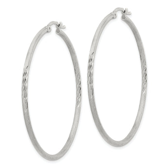 Sterling Silver 2mm Polished/Satin D/C Hoop Earrings