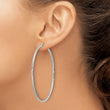 Sterling Silver 2mm Polished/Satin D/C Hoop Earrings