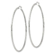 Sterling Silver 2mm Polished/Satin D/C Hoop Earrings