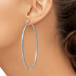 Sterling Silver Rhodium-plated 2mm Polished/Satin Diamond-cut Hoop Earrings