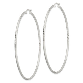 Sterling Silver 2mm Polished/Satin D/C Hoop Earrings