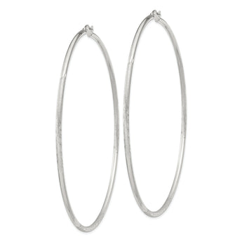 Sterling Silver 2mm Polished/Satin D/C Hoop Earrings