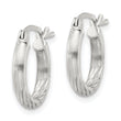 Sterling Silver 2.5mm Polished/Satin D/C Hoop Earrings