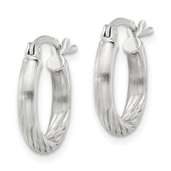 Sterling Silver 2.5mm Polished/Satin D/C Hoop Earrings
