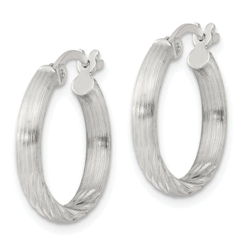 Sterling Silver 2.5mm Polished/Satin D/C Hoop Earrings