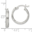 Sterling Silver 2.5mm Polished/Satin D/C Hoop Earrings