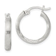 Sterling Silver 2.5mm Polished/Satin D/C Hoop Earrings