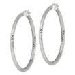 Sterling Silver 2.5mm Polished/Satin D/C Hoop Earrings