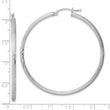 Sterling Silver Rhod-plated 2.5mm Polished/Satin Diamond-cut Hoop Earrings