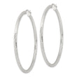 Sterling Silver 2.5mm Polished/Satin D/C Hoop Earrings