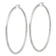 Sterling Silver 2.5mm Polished/Satin D/C Hoop Earrings
