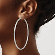 Sterling Silver 2.5mm Polished/Satin D/C Hoop Earrings