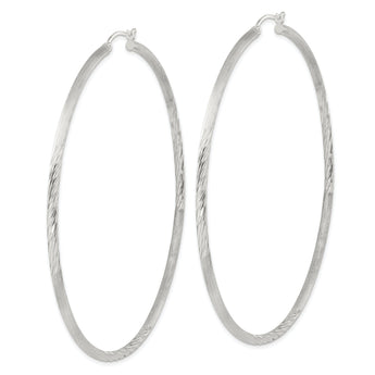 Sterling Silver 2.5mm Polished/Satin D/C Hoop Earrings